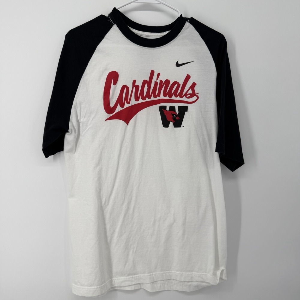 Nike Cardinals College Short Sleeve T Shirt‎ Mens Large Loose Fit White Black